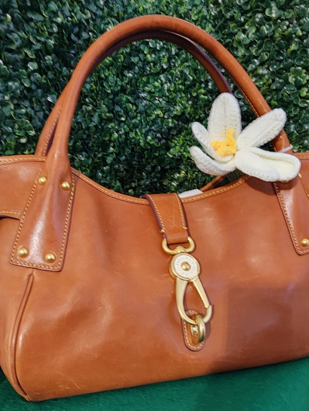 Dooney & Bourke Tan Leather Shoulder Bag with Gold Hardware